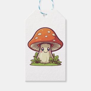 Étiquettes-cadeau Joli style kawaii, cueillette de champignons