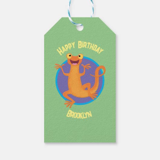 Étiquettes-cadeau Joli triton orangé joyeux (Dos)