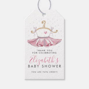 Étiquettes-cadeau Joli Tutu Rose Ballerine Baby Shower Merci