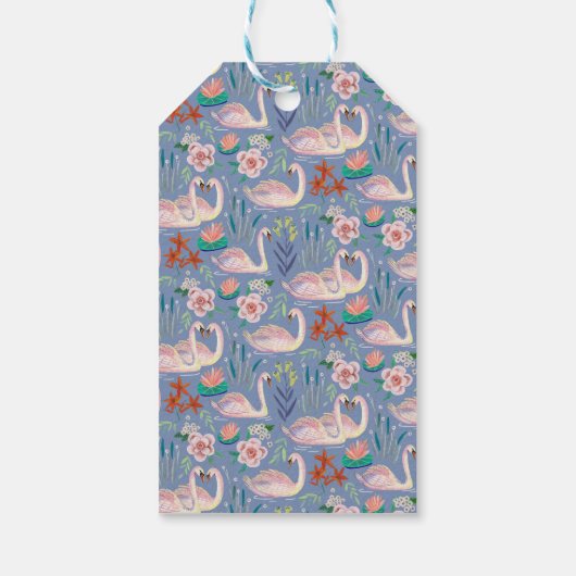 Étiquettes-cadeau Jolie aquarelle Floral Swan Princesse Nom (Dos)