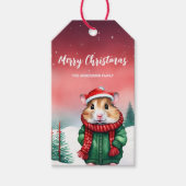 Étiquettes-cadeau Jolie aquarelle Hamster Père Noël Enfant de la fêt (Devant)