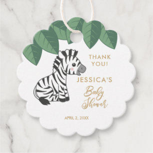 Étiquettes Cadeau Jolie bébé zèbre avec feuilles de jungle