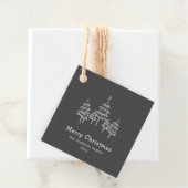 Étiquettes Cadeau Jolie Chalk Arbres de Noël Noir Blanc (En situation)