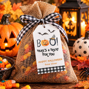 Étiquettes-cadeau Jolie citrouille aquarelle BOO Joyeux Halloween