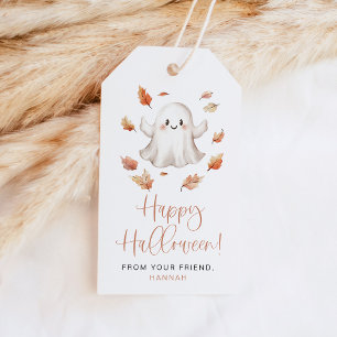 Étiquettes-cadeau JOLIE Cute Ghost Fall quitte heureux Halloween Tre