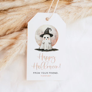 Étiquettes-cadeau JOLIE Cute Ghost Witch Casquette Happy Treat Hallo