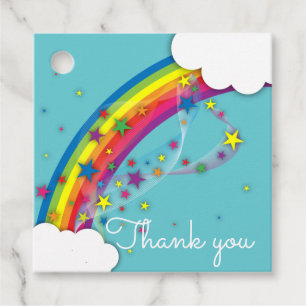 Étiquettes Cadeau Jolie fille Etoiles arc-en-ciel Ciel et nuages
