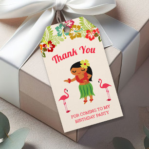 Étiquettes-cadeau Jolie fille hawaïenne de hula Faveur de fête d'ann