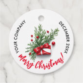 Étiquettes Cadeau Jolie Noël Red Bow Company QR Code Aquarelle (Devant)