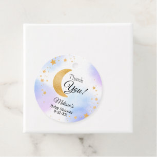 Étiquettes Cadeau Jolie Rose Bleu Au-Dessus De La Lune Remerciements