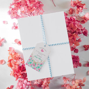 Étiquettes-cadeau Jolie rose rose florale ruban doré Baby shower