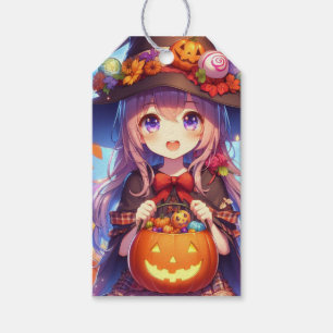Étiquettes-cadeau Jolie Sorcière d'Halloween Anime