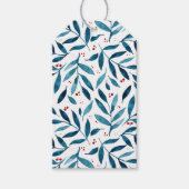 Étiquettes-cadeau Jolies branches d'aquarelle - turquoise et rouge (Devant)
