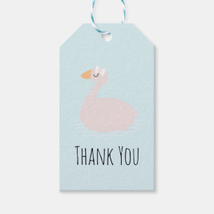 Étiquettes-cadeau Jolies Filles au Cygne Rose Anniversaire Merci