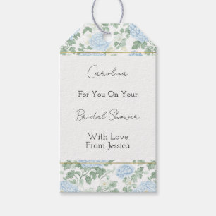 Étiquettes-cadeau Jolies Fleurs Blanches Bleu Clair Lavage De Noces
