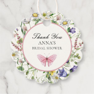 Étiquettes Cadeau Jolies Papillons Fleurs Mariage 