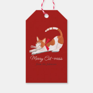 Étiquettes-cadeau Jolis autocollants cadeau de Noël chat roux rouge