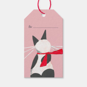 Étiquettes-cadeau Jolis autocollants de Noël pour chat rose