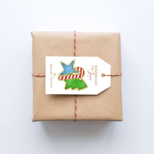 Étiquettes-cadeau Jolis biscuits de Noël faits maison avec amour