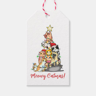 Étiquettes-cadeau Jolis Chats Personnalisés de Noël Arbre de Noël Ch