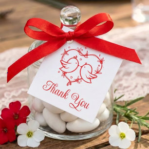 Étiquettes Cadeau Jolis Inséparables Bohème Cœur Rouge Mariage Remer