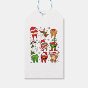 Étiquettes-cadeau Jolis personnages de dent de Noël dentaire de Noël
