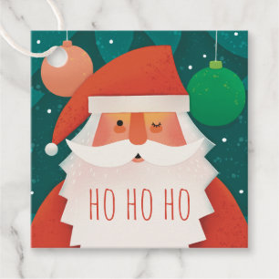 Étiquettes Cadeau Jolly Cute Santa Claus Fête de Noël Ho Ho