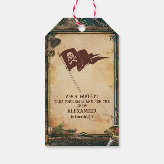 Étiquettes-cadeau Jolly roger Pirate fête d'anniversaire (Dos)