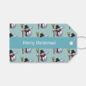 Étiquettes-cadeau Jolly Snowman Joyeux Noël Pixel Motif d'art (Devant (Horizontal))
