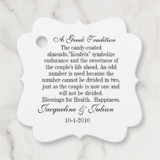 Étiquettes Cadeau Jordan Almond Favor Tags, Greek Tradition Gift Tag