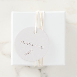 Étiquettes Cadeau Jordan Light Script Brown Monogramme Mariage éléga