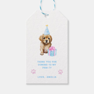 Étiquettes-cadeau Jote Chien Chien Chien Pawty Bleu Anniversaire