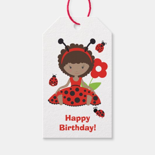 Étiquettes-cadeau Jote Red Ladybug Girls Anniversaire (Devant)
