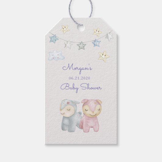 Étiquettes-cadeau Jouets Pastel Plush Joli Baby shower Monogramme (Devant)