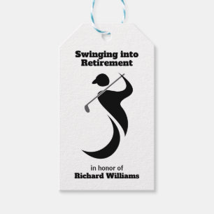 Étiquettes-cadeau Joueur de golf de la partie de retraite swing styl