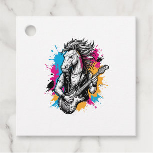 Étiquettes Cadeau Joueur de guitare à cheval T-Shirt avec gravure vi