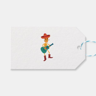 Étiquettes-cadeau Joueur de guitare squelette festif