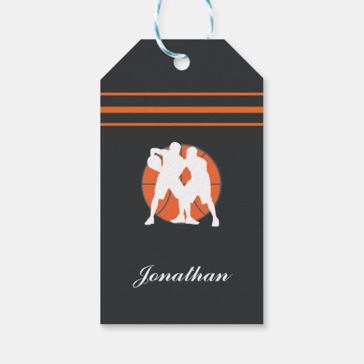 Étiquettes-cadeau Joueurs de basket-ball Nom Sport personnalisé init (Dos)
