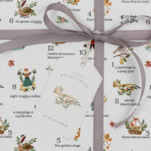 Étiquettes-cadeau Joueurs de pipeau 12 Jours de Noël