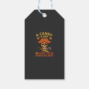 Étiquettes-cadeau Jour de bonbons Halloween Pirate Crâne Canne