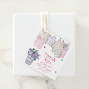 Étiquettes Cadeau Jour de lessive ours aquarelle Baby Shower
