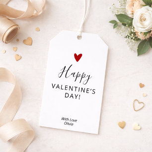 Étiquettes-cadeau Jour de Valentines blanches rouges personnalisées