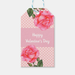 Étiquettes-cadeau Jour des Valentines aux points de la Polka Rose Aq