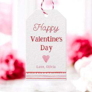 Étiquettes-cadeau Jour des Valentines du Coeur rose et rouge