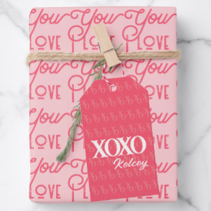 Étiquettes-cadeau Jour des Valentines roses XOXO minimalistes modern