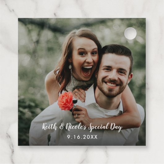 Étiquettes Cadeau Journée spéciale du Mariage photo nouvellement mar (Dos)