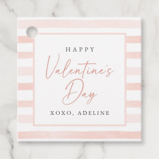 Étiquettes Cadeau Jours de Valentines de l'aquarelle rose (Devant)