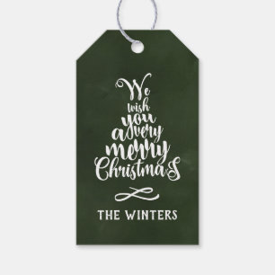 Étiquettes-cadeau Jours fériés de Noël vert et blanc