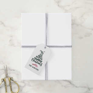Étiquettes-cadeau Jours fériés de Noël vert et blanc