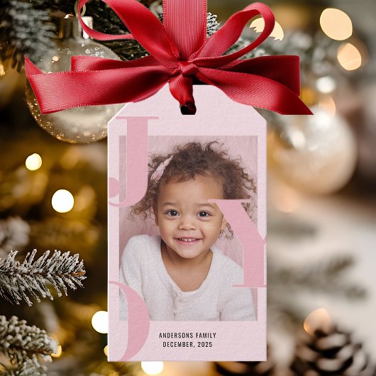 Étiquettes-cadeau JOY Blush Pink Modern Christmas | Personalized 